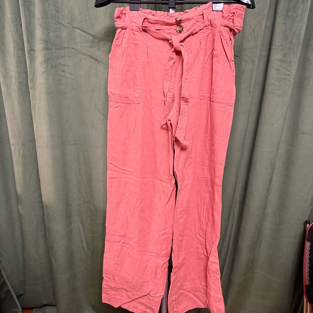 Mason & Belle Coral Pink Woman’s Linen Pants - Size L